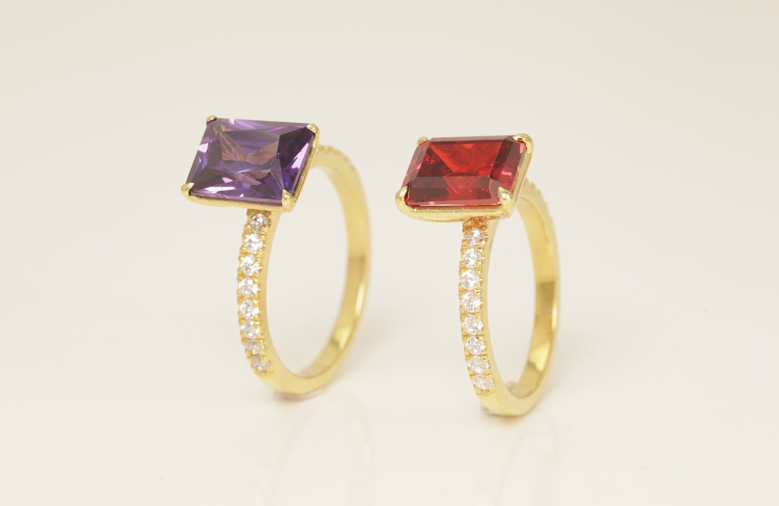 Four Prongs Amethyst Engagement Ring, Gemstones Wedding Ring, Birthstone Ring, Bridal Promise Ring, Anniversary Ring